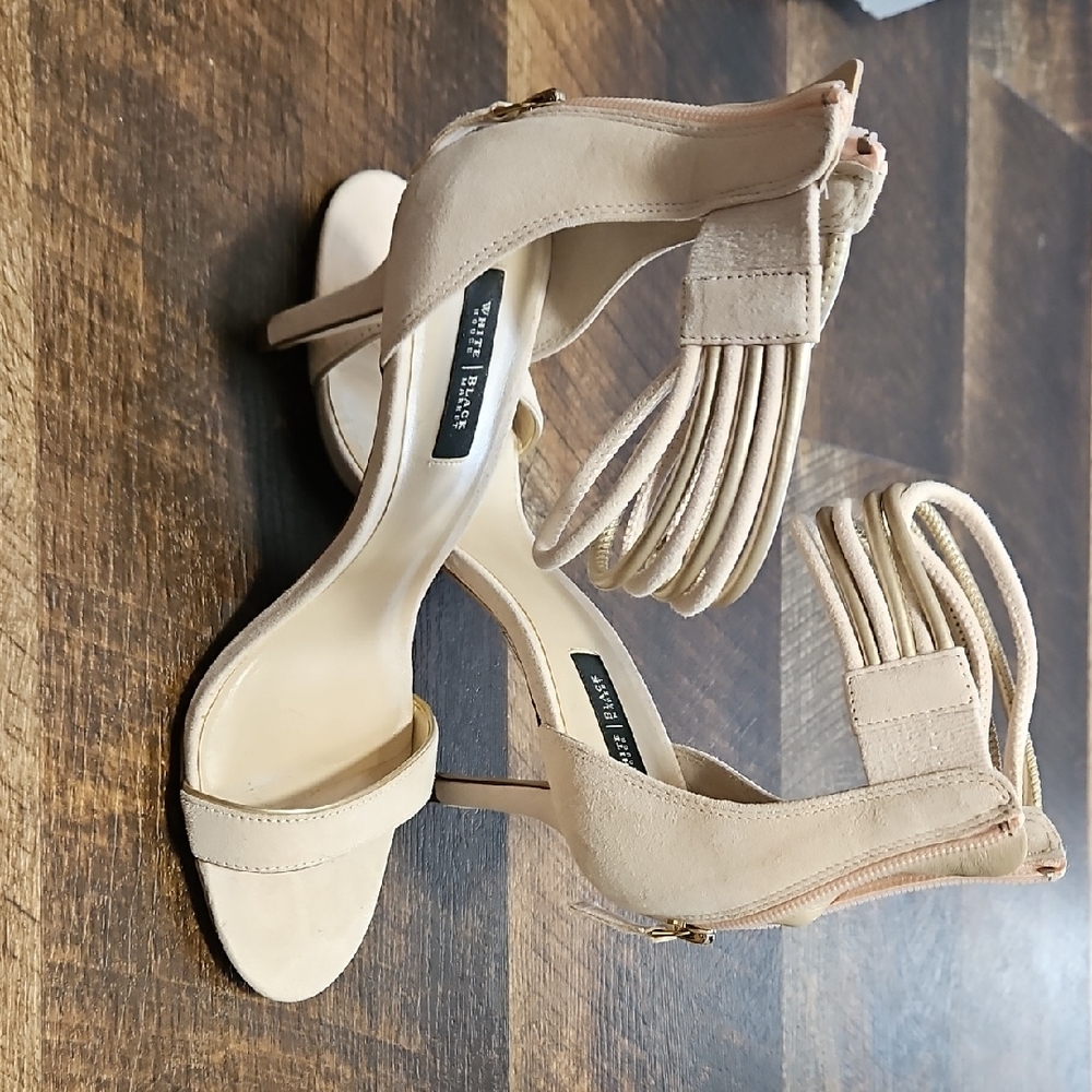 White House Black Market Nude Strappy Heels